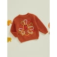 thumbnail image 3 of Suealasg Toddler Baby Girl Boy Thanksgiving Sweater Long Sleeve Turkey Embroidery Knit Pullover 3M 6M 9M 12M 18M 24M 3T Kids Fall Winter Warm Knitwear, 3 of 8