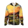 thumbnail image 1 of Balery Oil Painting Style Pasture Cow Sudadera ligera de manga larga con capucha y protección solar UPF 50+ para hombre y mujer, ideal para pesca y running-Medium, 1 of 7