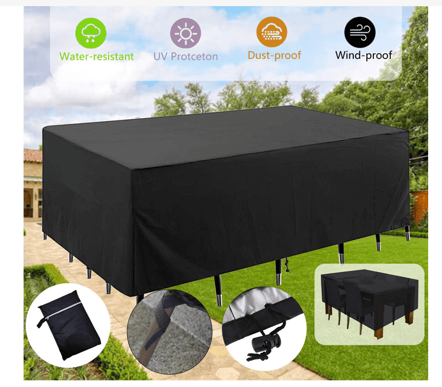 Garden Furniture Cover,Garden Table Cover Protector 420D Oxford Fabric Windproof Dining Table Chair Set Cover,Windproof Anti-UV Waterproof & Dustproof
