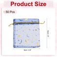 thumbnail image 2 of Uxcell Organza Bag, Sheer Moon Star Mesh Bags Drawstring Gift Bags Bulk Party Favor Bag Jewelry Pouches Bright Blue-Gold 3.5" x 5", 2 of 6