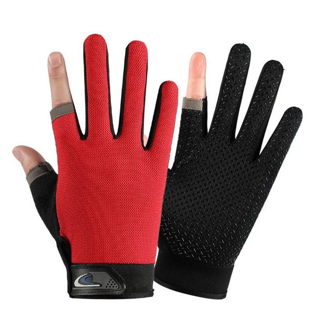 Guantes de pesca de dos dedos para hombre, para exteriores, con protección solar, antideslizantes, para ciclismo, transpirables, con pantalla táctil, finos y deportivos para ciclismo