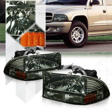 Smoke Tinted Headlight Amber Turn Signal Per For 97 04 Dodge Smoke Tinted Headlight Amber Turn Signal Per For 97 04 Dodge Durango Dakota 98 99 00 01 02 03