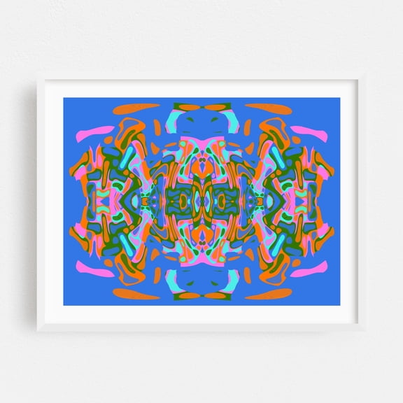 Aquarius - Digital Art Psychedelic Abstract Surrealism Geometric Pattern Modern Art White Framed Wall Art Print 12 x 16 inches