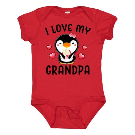 

Inktastic I Love My Grandpa with Cute Penguin and Hearts Girls Baby Bodysuit