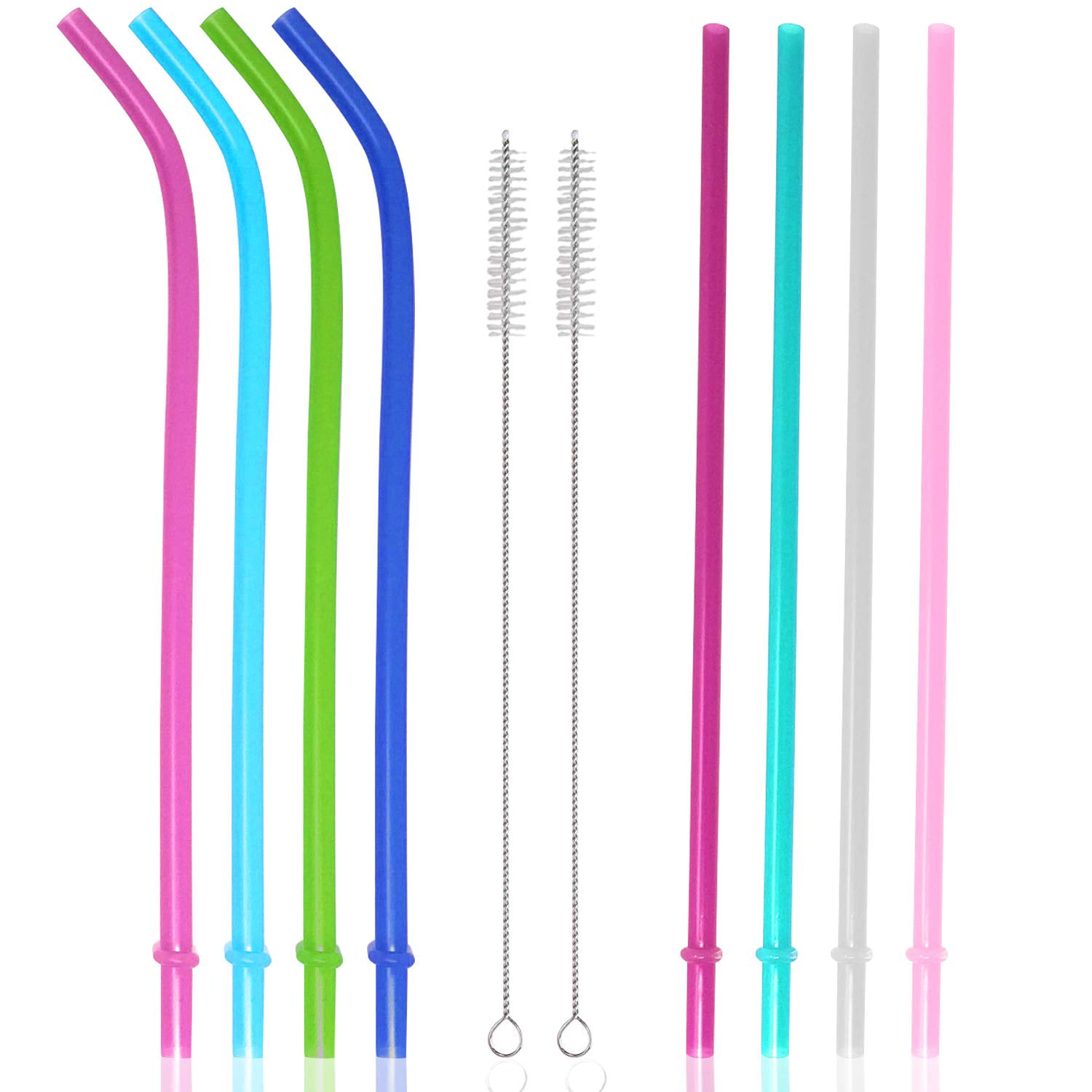 Reusable Drinking Straws with Cleaning Brushes BPA Free Straight and Bent Straws 