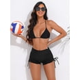 thumbnail image 3 of Charmo Women Scalloped Swim Shorts Drawstring Board Shorts Swimsuit Bottom, 3 of 8