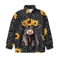 thumbnail image 4 of Uorisanigo Girls Half Zip Sweatshirt Oversized Long Sleeve Pullover Crop Tops for Teen Girl, Soft Kids Half Zip Mock Neck Pullover Jackets, Size 5-6(Baby Highland Cow Leopard Print), 4 of 7