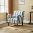 thumbnail image 3 of Stripe Accent Chair, Tina's Home Wood Leg Armchair Living Room Bedroom Adult, Navy Stripe, 3 of 6