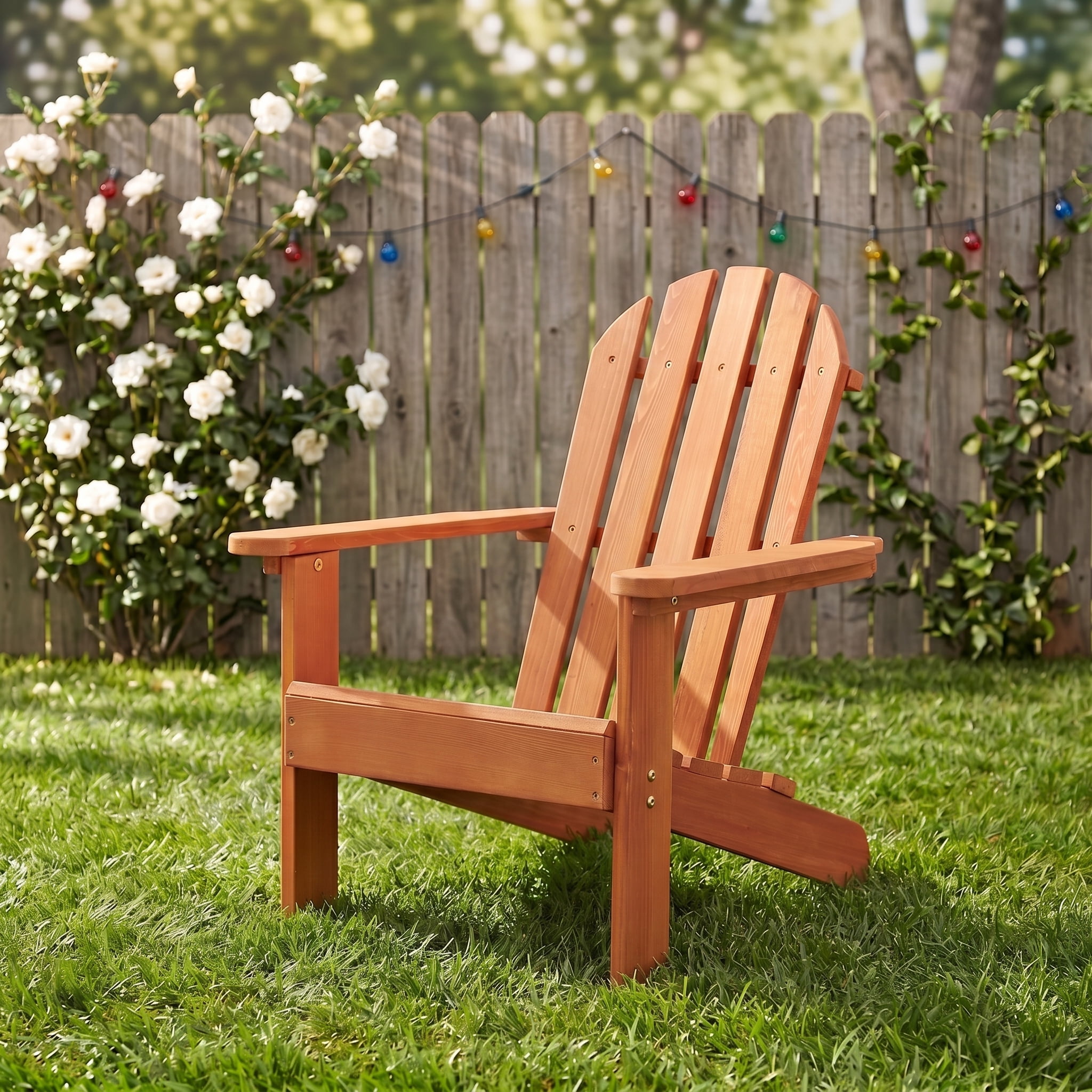 Natural Cedar‑Style Hemlock Wooden Kids Adirondack Chair, Indoor & Outdoor Safe Patio Lounge Chair for Children Ages 3–10