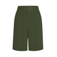 thumbnail image 4 of Womens Dress Shorts Knee Length Stretchy Elastic Waist Wide Leg Shorts with Pockets for Casual Business Work Army Green 2XL, 4 of 6