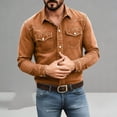 thumbnail image 2 of akafmk Mens Denim Western Shirts Long Sleeve Button Front Snap Shirt Solid Fashionable Casual Work Shrits, Size L, 2 of 8