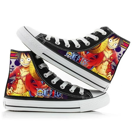 

Anime One Piece High Top Canvas Shoes Anime Fans Hand Painted Sneakers For Boy And Men