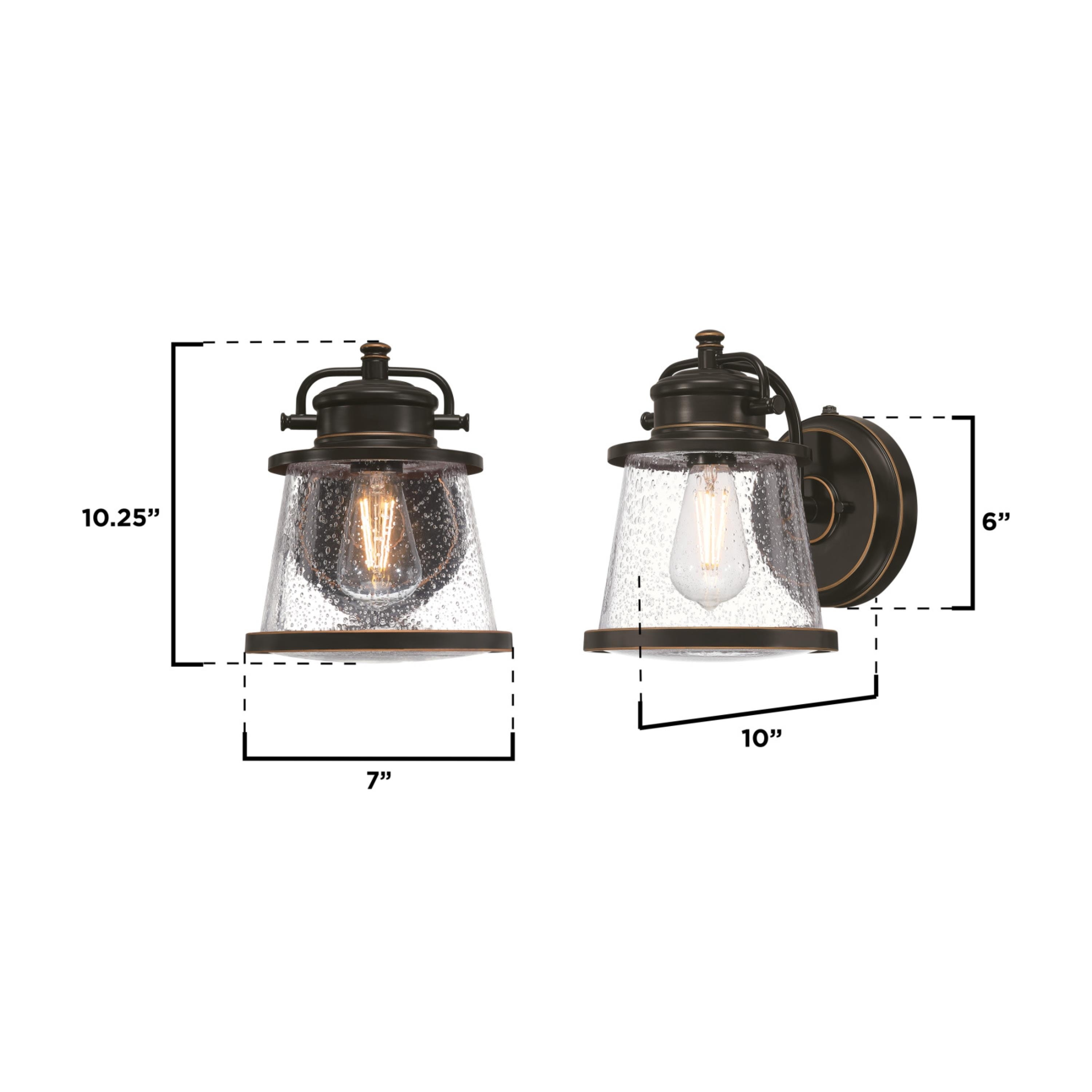 Westinghouse Westinghouse Lighting 6121500 Emma Jane Vintage-Style One Light Outdoor Wall Fixture with Dusk to Dawn Sensor, Amber Bronze Finish, Clear Seeded Glass - image 4 of 5