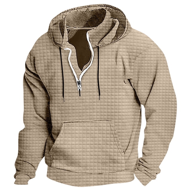 Rbaofujie Chandail à Capuchon Hommes Décontracté Mode Uni Manches Longues Hauts Blouse Chandail à Capuchon Chandails Col Rond Chandail Hommes