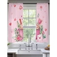 thumbnail image 2 of Valentine's Day Sheer Curtains 72 Inch Length 2 Panels Set, Pink Romantic Ice Cream Eucalyptus Leaves Voile Window Treatment Curtains Sheers Drapes for Bedroom/Living Room/Kitchen 52"x72"x2, 2 of 7