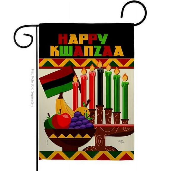 Breeze Decor G164236-BO Happy Kwanzaa African Garden Flag Winter 13 x 18.5 in. Double-Sided Decorative Vertical Flags for House Decoration Banner Yard Gift