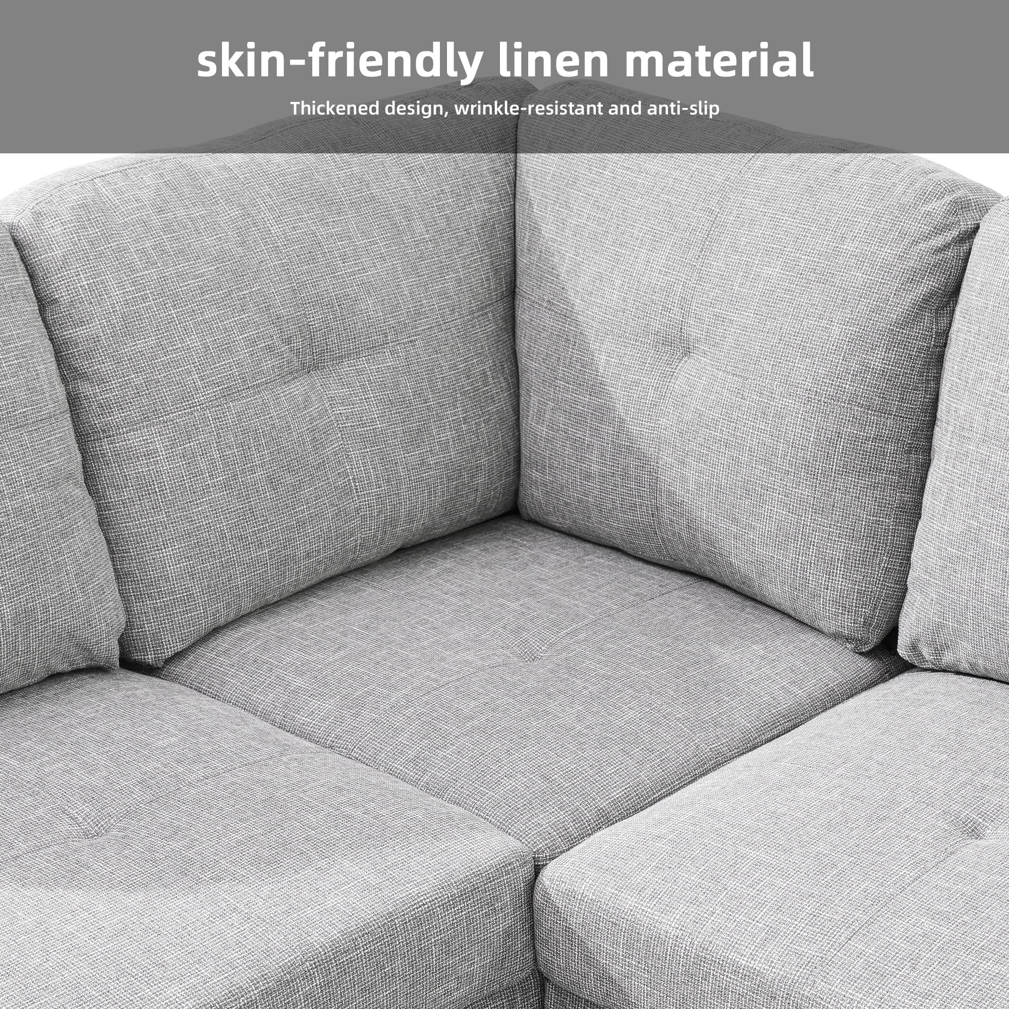 MAYEERTY Modern Adult 3-Piece Couch Living Room Sofa Set，Grey