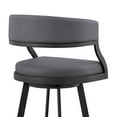 thumbnail image 3 of Dione 26" Counter Height Swivel Gray Faux Leather and Black Metal Bar Stool, 3 of 10