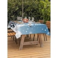 thumbnail image 2 of Outdoor Tablecloth with Umbrella Hole and Zipper, Sky Blue Christmas Rectangle Table Cloth 60x120 Inch Waterproof Tablecloth, Snowman Pine Tree Ball Snowflakes Picnic Table Cover for Patio Camping, 2 of 7