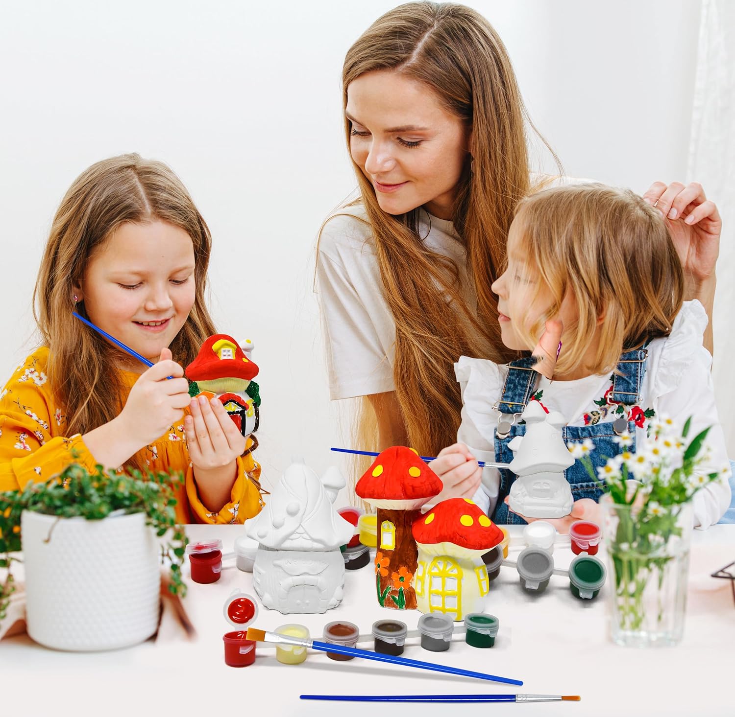 Gift Boutique Set of 4 Paint Your Own Mini Fairy Garden House Gnome Statue