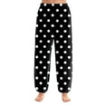 thumbnail image 2 of WTOBBY Women's Retro Polka Dot Print Pajama Pants with Elastic Cuffed Bottoms - Vintage Style Sleepwear for Comfortable Home Lounge Wear - Straight Leg Comfortable Fit,Black L, 2 of 6