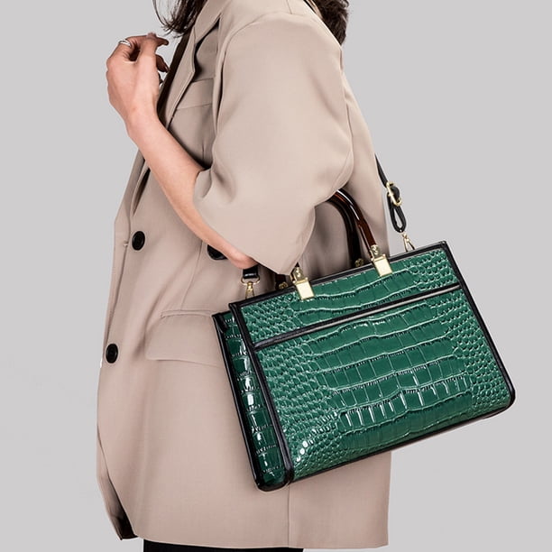 Bolso bandolera para mujer Bolso de mano superior con patrón de cocodrilo a la moda Bolsos de compras diarios