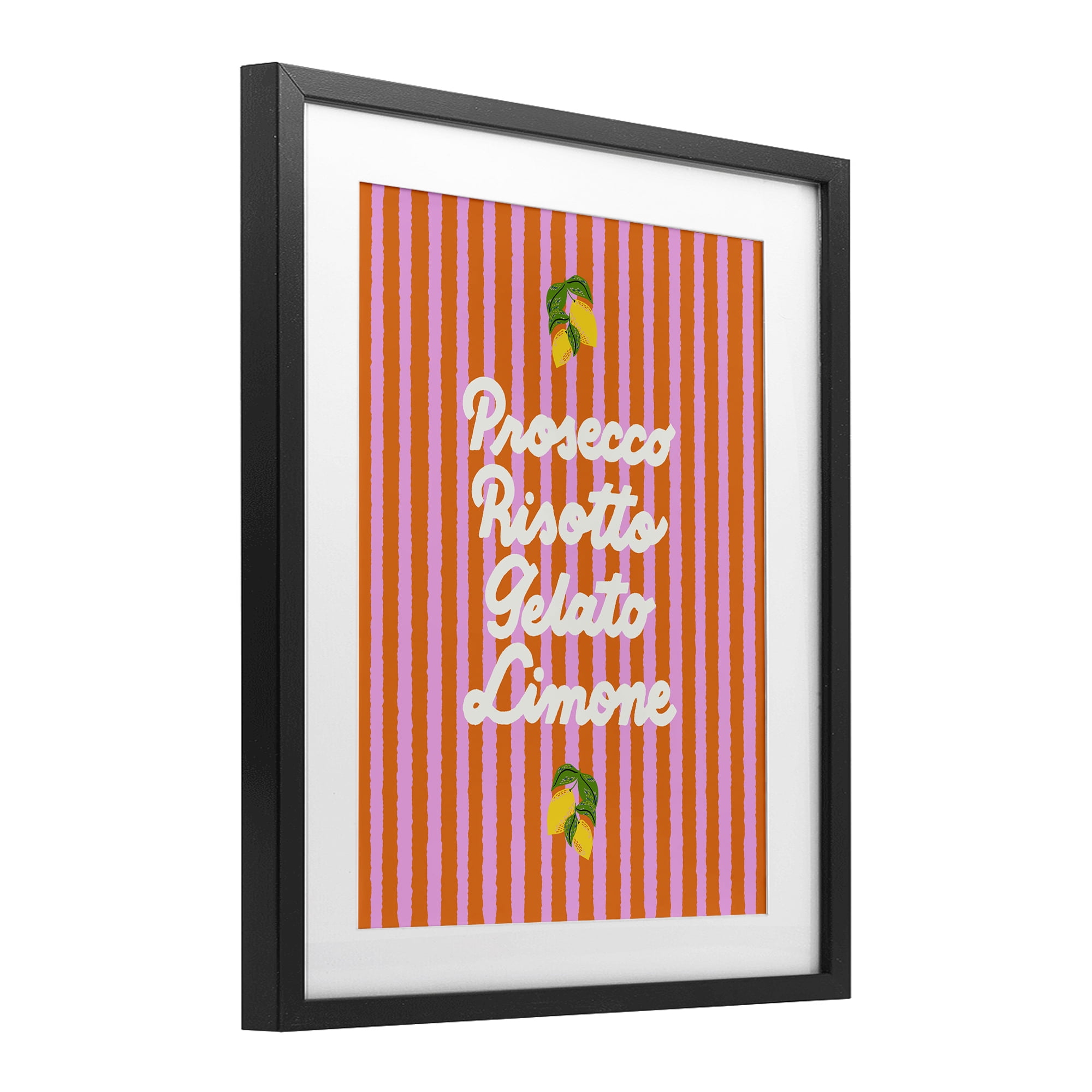 Stupell Industries Italian Enjoyment over Stripes Black Framed Print Under Glass, design by Indira Prieto | IndySign