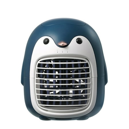 

Portable Air Conditioner Fan Cute Penguin Rechargeable Design For Car Home Office Desktop Blue