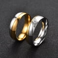 thumbnail image 2 of Stainless Steel Couple Ring Pair Ring Diamond Encrusted Fashion, 2 of 6