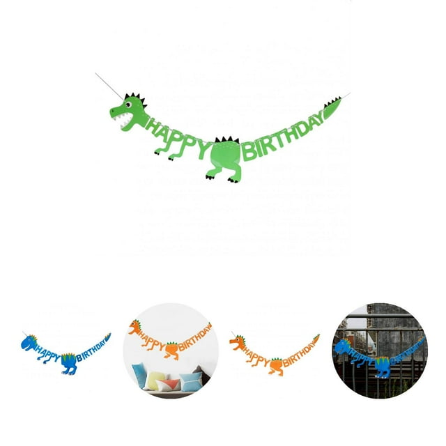 Banner Flag Creative Celebrating Fadeless Cartoon Dinosaur Themed Banner Decoration for Home
