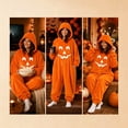 thumbnail image 6 of Swanpen Women Halloween Pumpkin Onesie , Hooded Plush One Piece Pajamas, Cute Jack O' Lantern Jumpsuit for Halloween Party & Loungewear,Orange, 6 of 9
