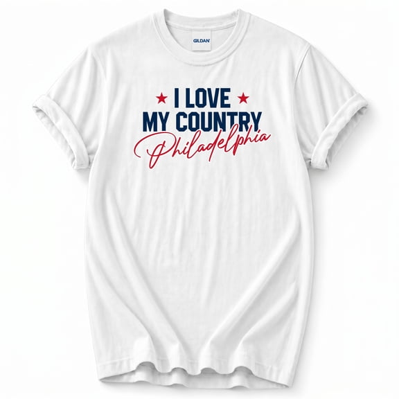 I Love My Country Philadelphia T-Shirt – Patriotic Pride Theme – Unisex Adult Everyday Wear