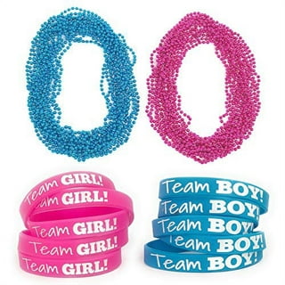 Gender Reveal Party Favors, Pink and Blue Bead Necklaces (12 Each