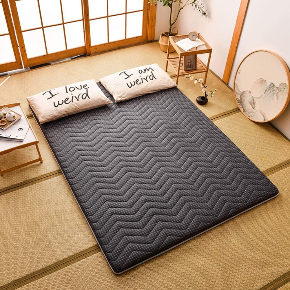 Futon Mattress Double Single Japanese Foldable Floor Mattresses Tatami Sleeping Mat Milk Cashmere Student Dormitory Lazy Bed Soft Crawling Ground Pad For Living Room Bedroomguest,Blue-120*200cm 