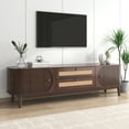 thumbnail image 6 of Toauuo Rattan TV Stand for TVs up to 75'' - Modern Farmhouse Media Console with Solid Wood Legs, TV Cabinet for Living Room & Home Theatre​, 6 of 22