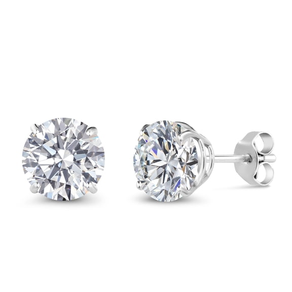 Gem Stone King 2.00 Cttw 18K White Gold IGI Certified Lab Grown Diamond Stud Earrings for Women Men | Each 1 Ct Round 6.5MM Diamond | D-E Color | VS1-VS2 Clarity