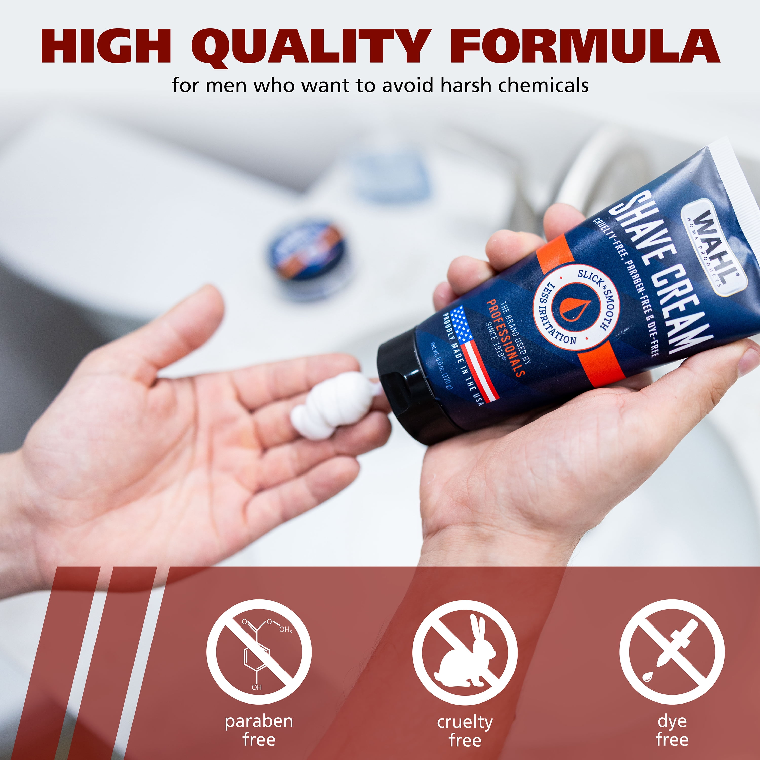 Wahl Shave Cream for Men –Protect and hydrates, No harsh chemicals, Paraben-Free, Dye-Free, Cruelty-Free Beard Care for All Facial Hair Types – Model 3028694