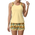 thumbnail image 5 of JULMCOMO Tankini Swimsuits for Women Sunflower Print Drawstring Crew Neck Sports Bathing Suit Beach Summer Two Piece Swimsuit Yellow XL, 5 of 6
