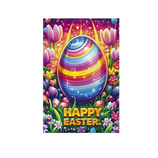 Decoraciones Del Porche Delantero Bandera Del Jardín de Pascua Al Aire Libre con Patrones Temáticos de Pascua para Patios Delanteros Porches Y Celebraciones de Vacaciones Familiares Decoraciones de Pa