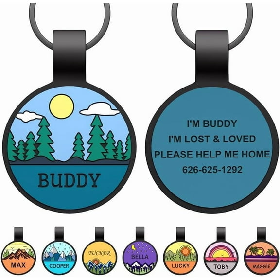 Silent Dog Tag Personalized Engraved with Name Rubber Lightweight Waterproof Rustproof Silicone Pet ID Tag for Dogs Cats Soundless Round Pet Name Tag with Free Engraving