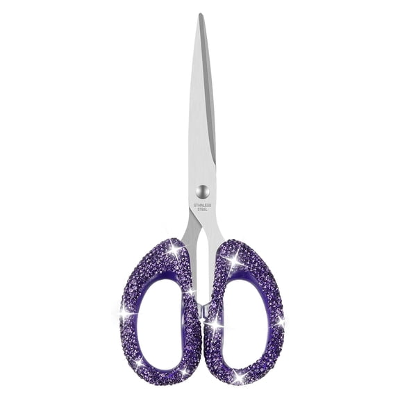 Multibey 7.68-Inch Rhinestone Scissors - Bling Metal Cute Scissors for Office, Crafting & Home - Decorative Sparkly Handle Paper Cutting Tool (Purple)