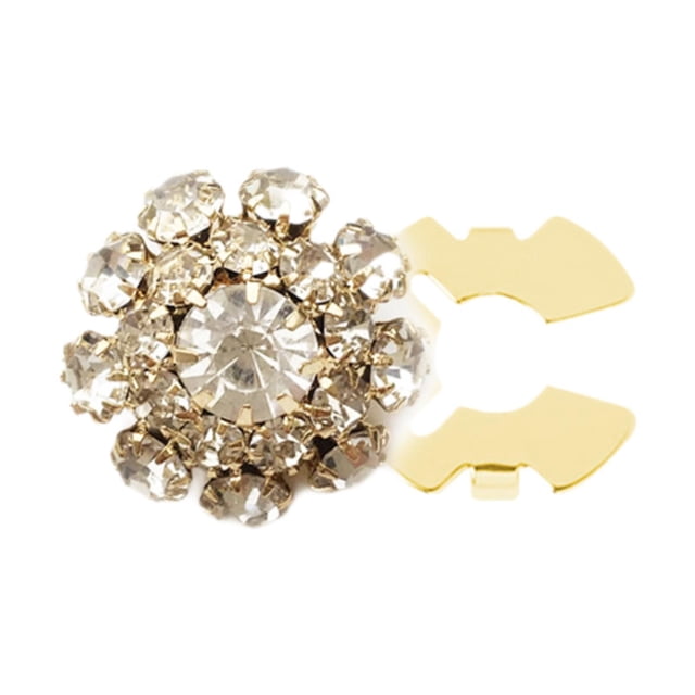 KLKCMS Decorative Rhinestone Button Cover DIY Decoration Clip on for Dress Suit Hat gold