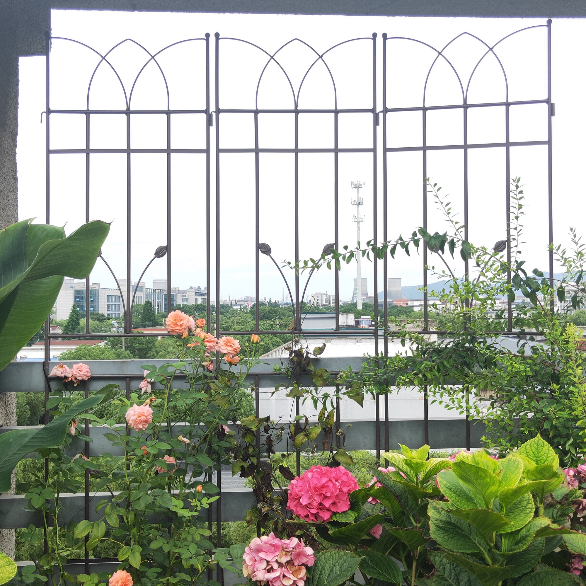 4 Pack Metal Garden Trellis 71" x 17.7" Rustproof Trellis for Climbing Plants Outdoor Flower Support Brown
