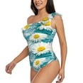 thumbnail image 2 of Easygdp Daisy Flowers Women's One Shoulder Ruffle Monokini Bathing Suits with Removable Chest Pad, Quick Drying - Large, 2 of 8