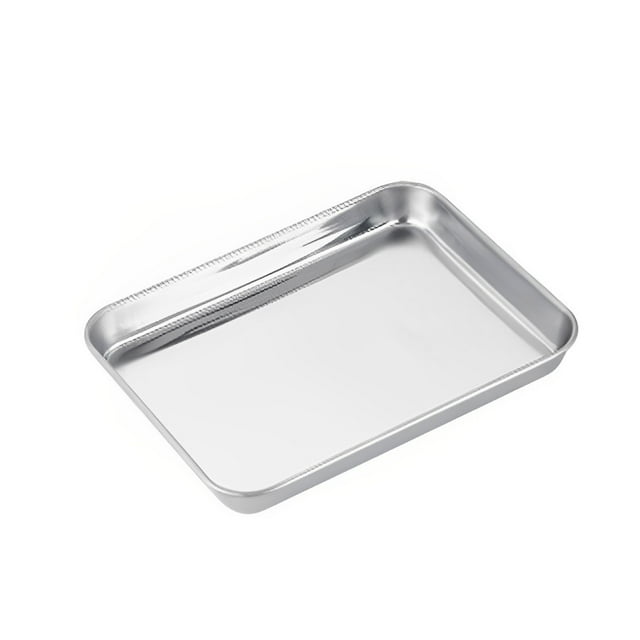 Maoww Stainless Steel Baking Tray Bakeware Pan Serving Plate Rectangle Cake Pastry Cookies Restaurant Metal Dinnerware 23*17cm