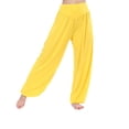 thumbnail image 1 of Greeniant Pantalones de yoga de cintura alta para mujer, bombachos sueltos para danza del vientre, pantalones de Tai Chi sólidos modales Uniforme atlético Amarillo S, 1 of 2