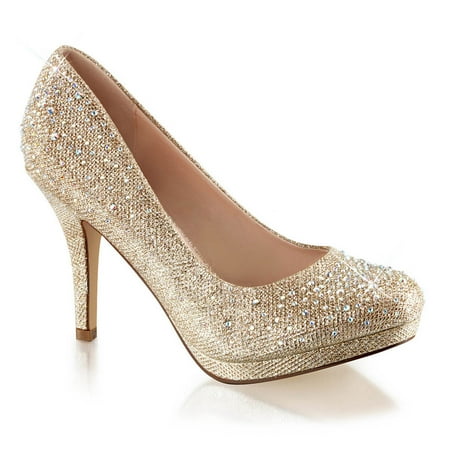 SummitFashions - Womens Nude Color Heels Glitter Pumps ...