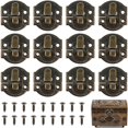 thumbnail image 1 of 10 Pcs Bronze Toggle Buckles Hardware Antique Latch Clasp with Screws for Small Wooden Box Suitcase Cabinet, 1 of 3