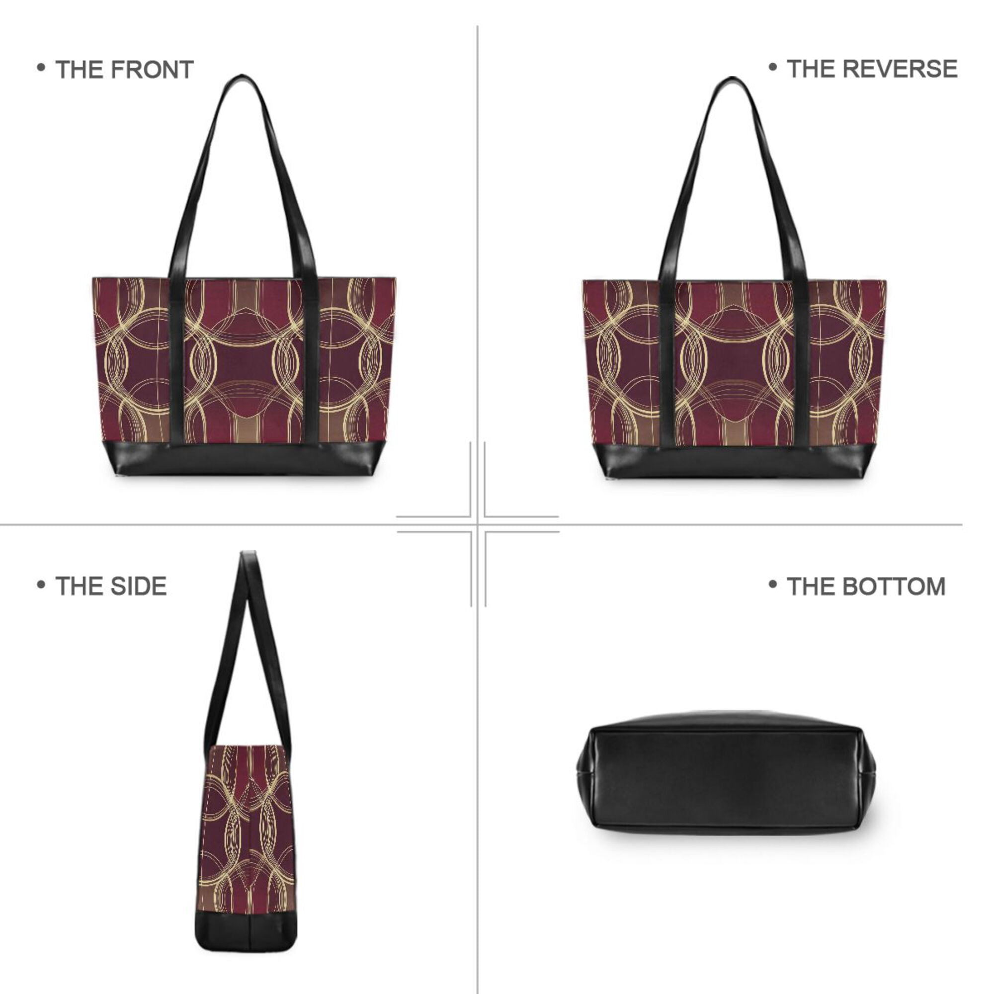 FORMRS Canvas Laptop Tote Bag for Women with 15.6" Computer Compartments Shoulder Handbag, Gold Abstract Pattern