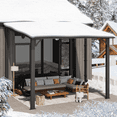 thumbnail image 2 of YODOLLA Gazebo 8 Pieds x 10 Pieds à Toit Rigide, Gazebo d'Extérieur Robuste avec Toit Incliné en Acier Galvanisé, Gazebo Métallique Entièrement Résistant aux Intempéries avec Rayures Verticales pour Patio, Cour Arrière et Pelouses, 2 of 7